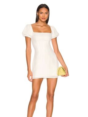 More to Come White Puff Sleeve Mini Dress size S. NWT